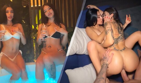 Мы в гостях у подруги замутили секс с групповухой